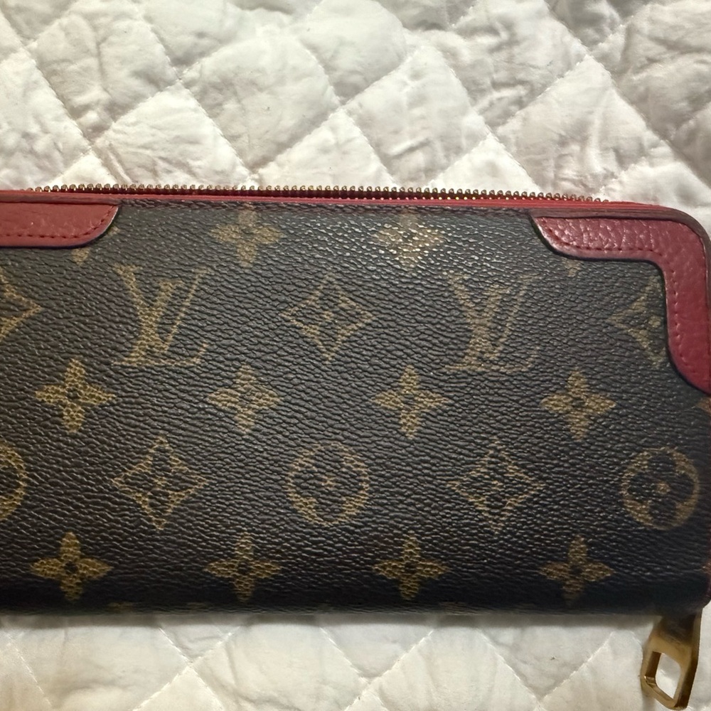Louis Vuitton Monogram Zip Wallet in Brown and Red